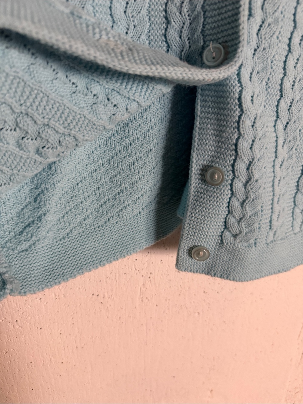 Vintage Light Blue Cable-Knit Button Cardigan, fits M/L - Picture 10 of 10